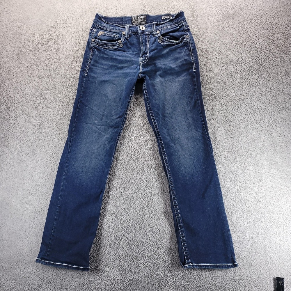 Salvage Jeans Mens 32 Blue Anarchy Straight Relaxed Stretch SLVG 23-460 Denim